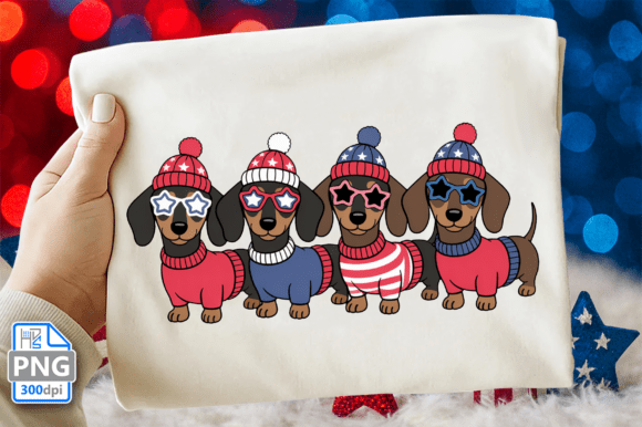 4th of July Dachshund PNG