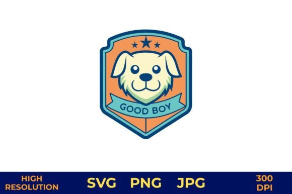 Cartoon Dog Face in Shield Badge Vector Review