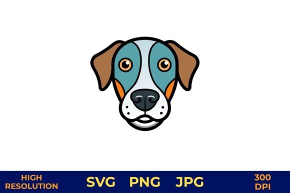 Cartoon Dog Face Vector Design with Blue Review