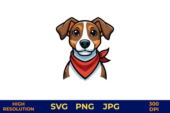 Cute Beagle Dog with Red Bandana Vector