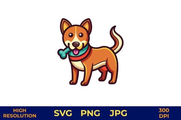 Cute Cartoon Dog with Bright Toy Vector