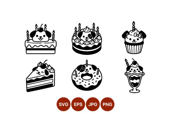 Cute Dog Birthday Cakes Vector Review