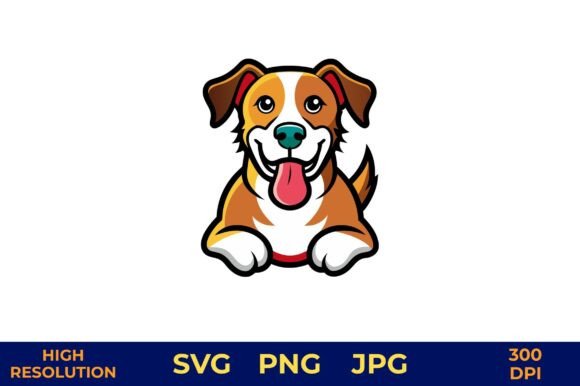 Cute Dog Illustration with Happy Review