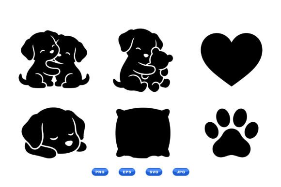 Cute Puppy Silhouette SVG Set