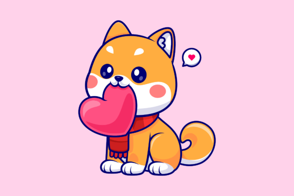 Cute Shiba Inu Dog Bite Love Heart Embroidery Review
