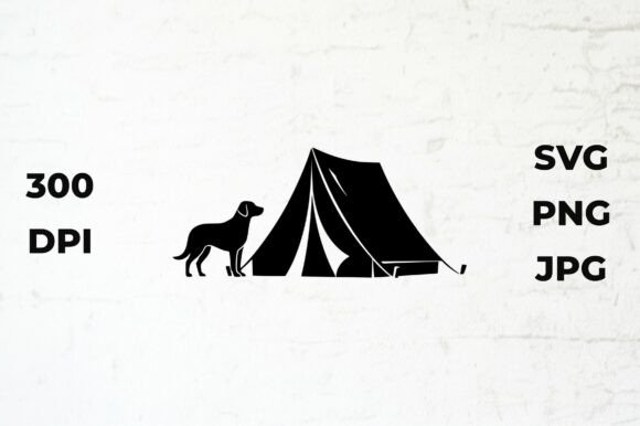 Dog and Tent Silhouette Vector Review