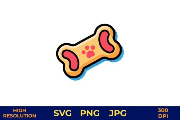 Dog Bone Vector with Paw Prints Outline