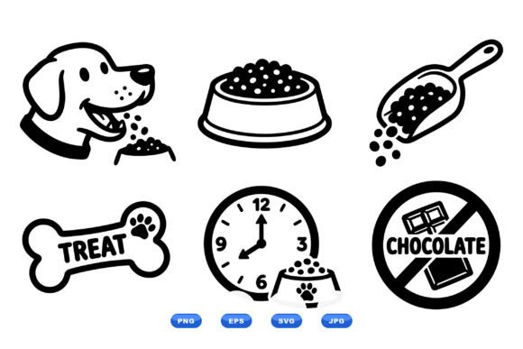 Dog Food Icon Clipart Set