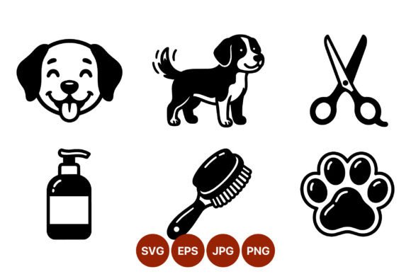 Dog Grooming Icons Flat Design Set Review