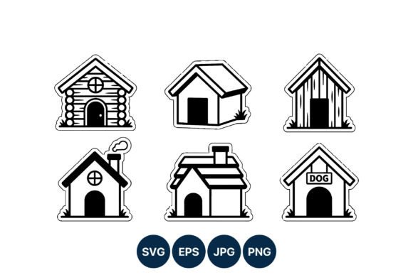 Dog House Cabin Icon Set Review