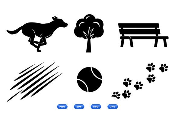 Dog Park Silhouette Clipart