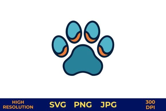 Dog Paw Print in Bright Teal Colors Review