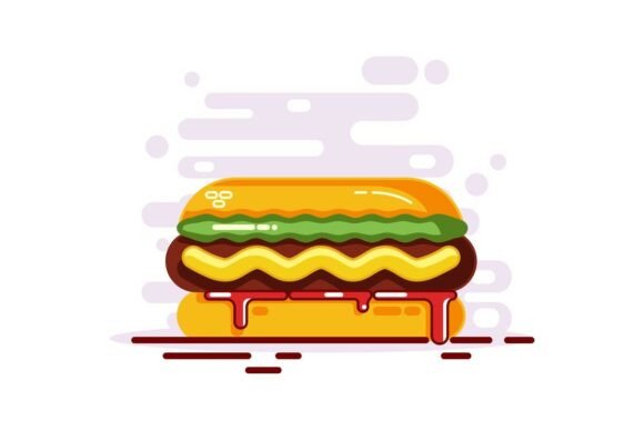 Hot Dog Flat Design Vector Illustration Review