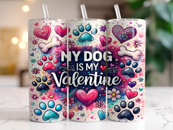 My Dog is My Valentine Tumbler Wrap PNG Review