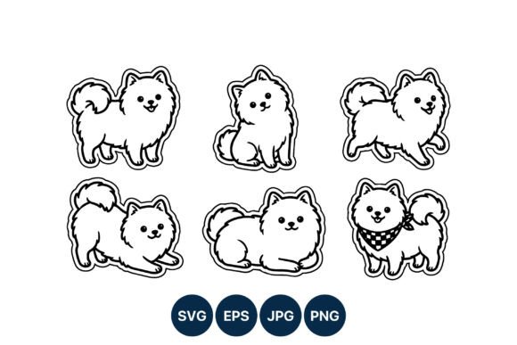 Pomeranian Dog Line Art Set Review