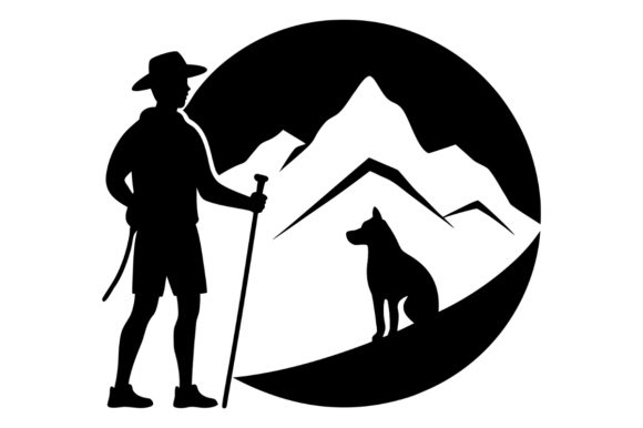 Silhouette Hiker Dog Against Mountain Embroidery Review