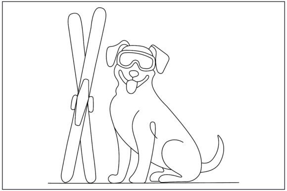 Sitting Dog Ski Goggles Line Art Review