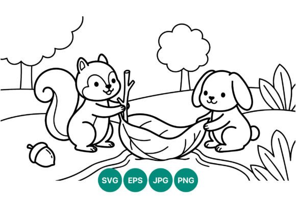 Squirrel and Dog Holding Leaf Vector Review